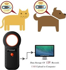 Microchip Scanner, /85/FDX-B/EMID 128 Records Data Storage Upload to PC Micro…