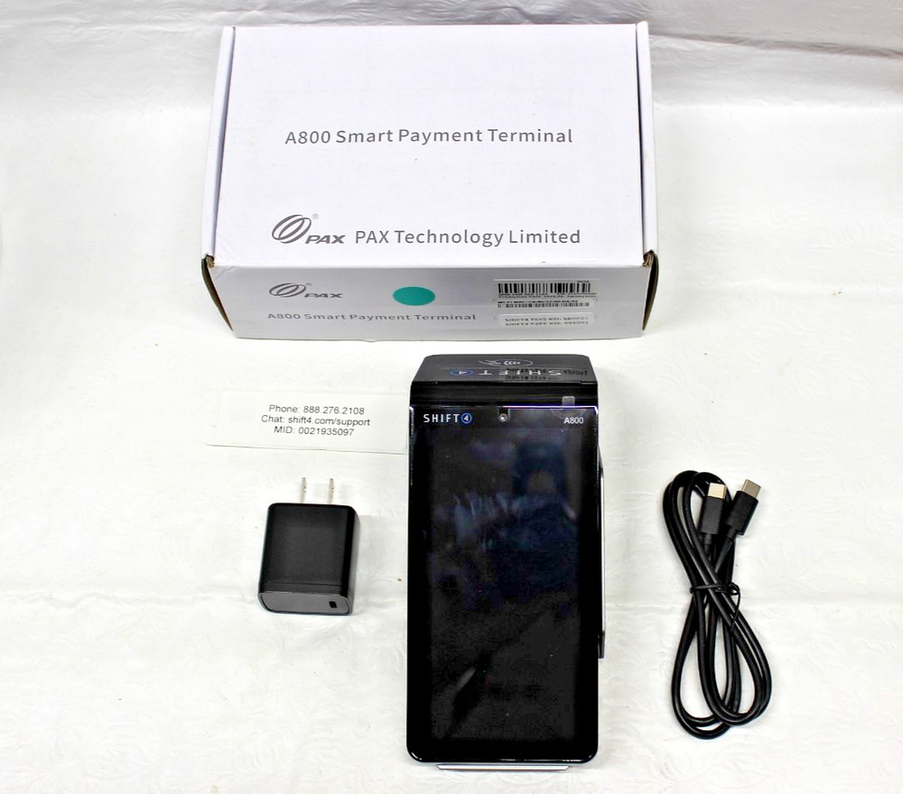NEW IN BOX PAX A800 SHIFT 4 SMART PAYMENT CREDIT CARD TERMINAL ANDROID w/ POWER