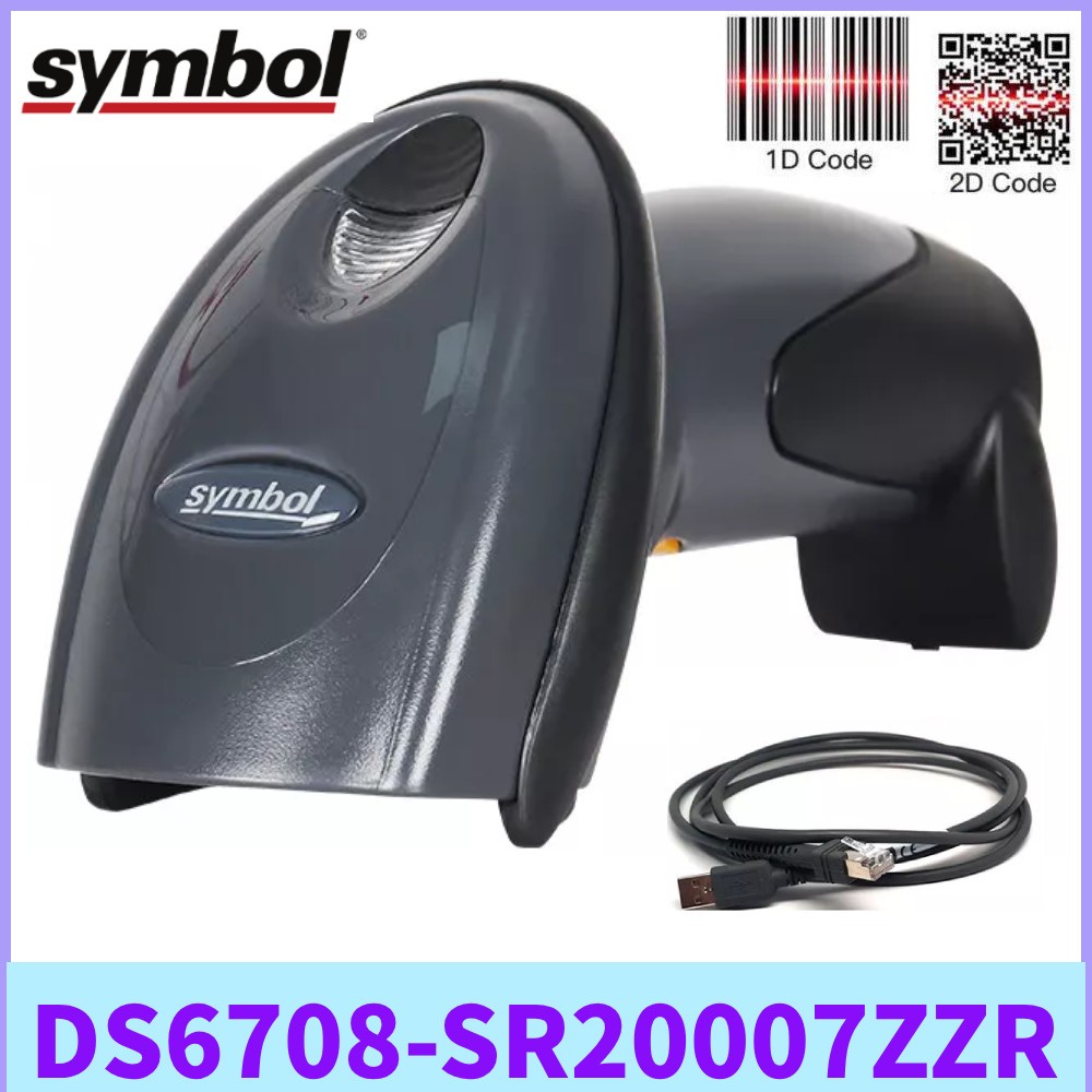 Symbol DS6708-SR20007ZZR 1D/2D USB Laser Handheld Barcode Scanner W/ USB Cable