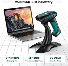 Bluetooth Barcode Scanner: Industrial 2D 1D with Stand USB Wired | 2.4G Wirel…