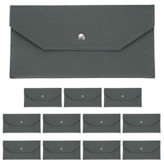 12Pcs PU Leather Envelope Wallet Money for Women Men,Gray