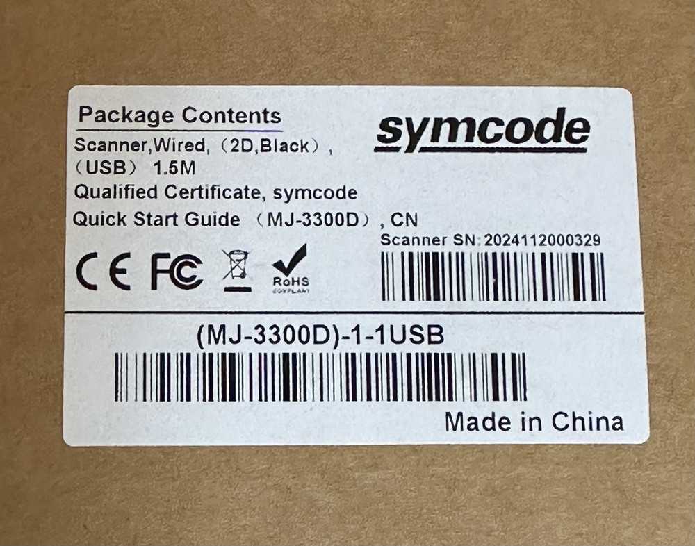 symcode MJ-3300D 2D Desktop Barcode Scanner USB Wired POS
