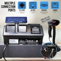 Nadex CR360 Cash Register, 4700 Lookups 50 Dept 50 Clerks Thermal Printer, Black