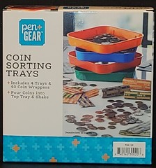 COIN SORTING TRAYS 4 TRAYS AND 40 COIN WRAPPERS INCLUDED POUR & SHAKE.