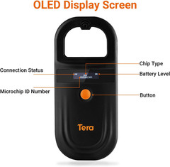 Pet Microchip Reader with D-Ring RFID Portable Animal Chip ID Scanner with OLED