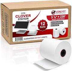 Clover Station Receipt Paper Rolls 3 1/8&Prime; X 230&prime; (12 Pack) – Thermal Paper for C