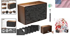 Classic Brown Cash Vault Savings Box with Goal Stickers & Dry Erase Pen