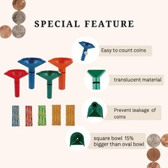 Coin Rolls Wrappers Flat Assorted with 4 Coin Sorters Tubes 250 PCS