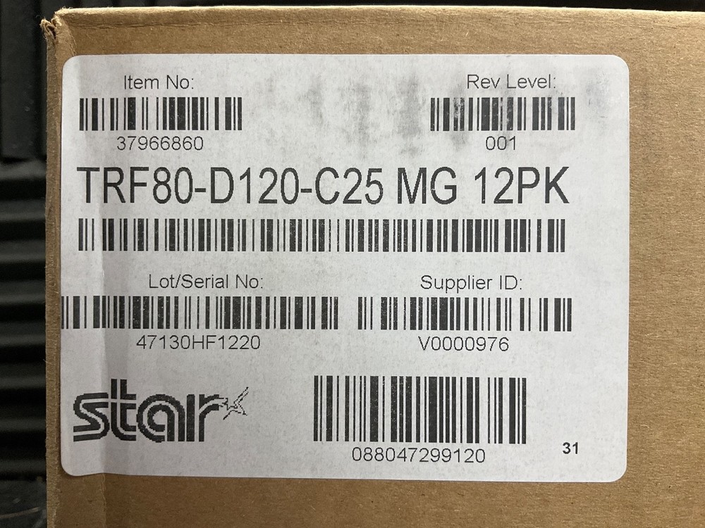 Star Micronics Receipt Paper 80mm 12 rolls 37966860 ✅❤️️✅❤️️ TRF80-D120-C25