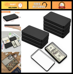 Black Metal Cash Box – 8 Pack Currency Tray with Lid, Money Storage Container fo