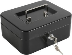 Elegant Locking Black Cash Box with Key Lock & Removable Coin Tray – 7.87&Prime;x6.30&Prime;