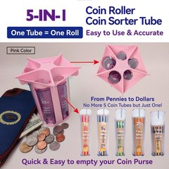 Coin Roller Counter Tube Sorter With Wrappers Change Organizer Holder