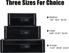 KYODOLED Metal Cash Box with Combination Lock Money Box for Cash Safe Metal Box