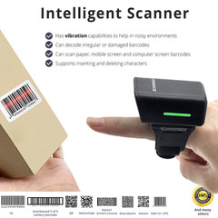Portable Ring Wireless Bluetooth Barcode Scanner Rechargeable 1D & 2D Scan Gun
