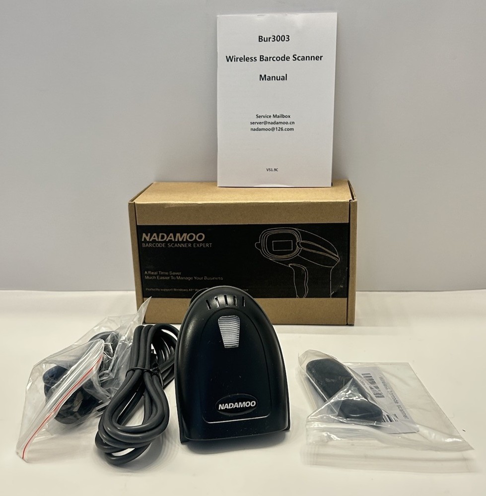Nadamoo Barcode Scanner Bur 3003 Wireless Cordless Black
