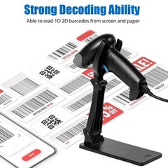 QR Code Scanner with Stand Wireless Barcode for Library Shop