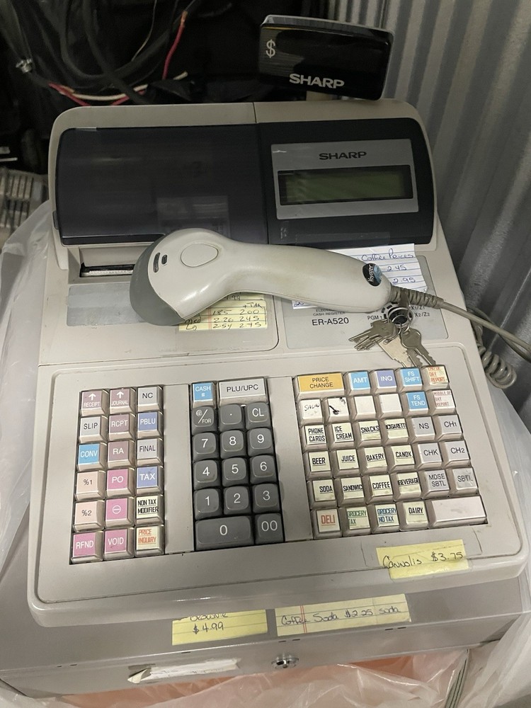 Sharp ER-A520 Wired POS Electric Cash Register, Lockable Drawer, Keys, Ruby