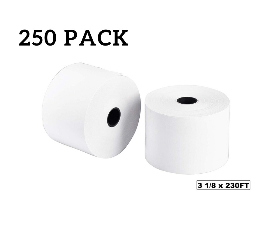 250 Pack Thermal Cash Register Rolls 3-1/8 in x 230 ft. | Receipt Paper