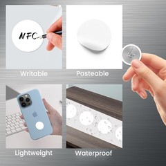 12 Rewritable NTAG215 NFC Tags – 1 Inch Round White Stickers for TagMo Devices