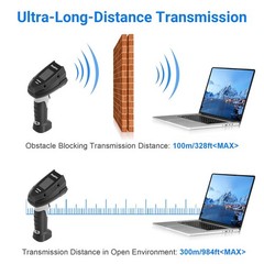 Wireless 1D Laser Barcode Scanner With Stand 2.4G USB Wired Handheld Reader