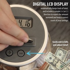 Locking Digital Coin Bank Savings Jar Change Counter Clear LCD Display Safe