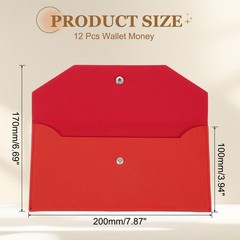 12Pcs PU Leather Envelope Wallet Money for Women Men Red