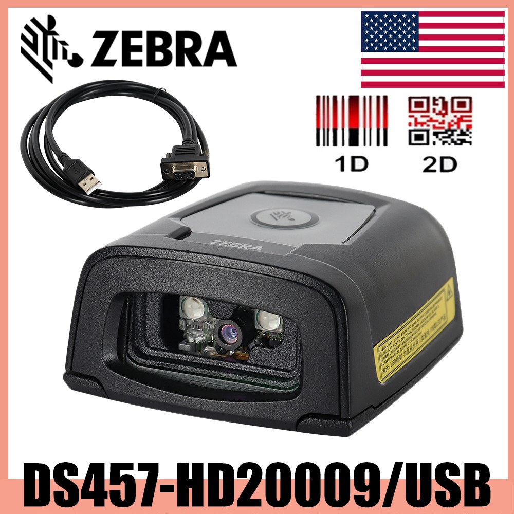 Zebra DS457-HD20009 1D/2D Fixed Mount High-Density Barcode Scanner +USB Cable US