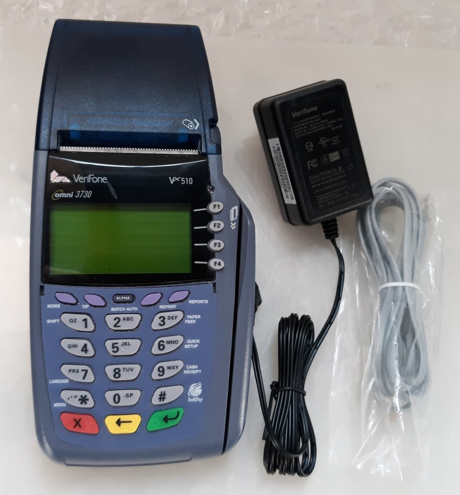 VeriFone Omni 3730 VX510 Card Terminal w/ AC + Network Cable *FOR PARTS*