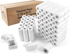 (100 Rolls) 2 1/4&Prime; X 50&prime; Thermal Paper, POS Receipt Paper for Retail Business Ca