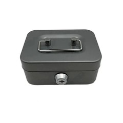 Small Cash Box with Money Tray and Lock, Metal Cash Lock Box with Key