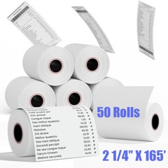 2 1/4&Prime; x 165&prime; Thermal Receipt Paper 50 Rolls Cash Register POS Credit Card Tape