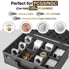LOCKCURX Graded Coin Storage Box – Holds 120 NGC/PCGS Slabs, Medium, Black