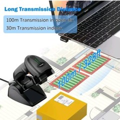 QR Industrial Bluetooth Barcode Scanner with Wireless Charging Stand, Wireless