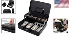 Portable Cash Box with Sliding Coin Lid & Combo Lock – 11.8 » x 9.5 » x 3.5 »
