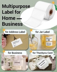 Thermal Label Paper 3 Rolls 1.97&Prime;x3.15&Prime; Self-Adhesive Address Labels, 90/Roll