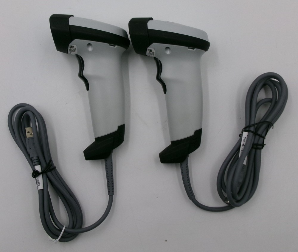 Lot of 2 Zebra LI2208-SR White 1D Barcode Scanners w/ USB Cables
