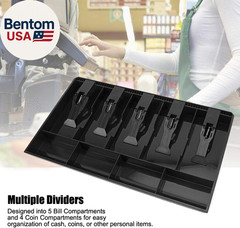 Cash Register Drawer Insert Tray with 5 Bill/4 Coin Compartments for Money Stora