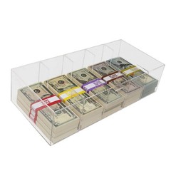 Clear Currency Tray, 5 Compartment Cash Organizer Money Storage Box, 300 Curr…