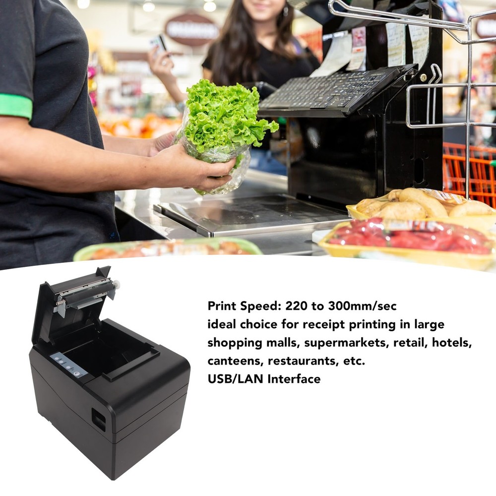 80mm Thermal Printer 220 To 300mm/s USB LAN Interface ESC POS Command Therm HJBJ