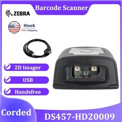 Zebra Motorola DS457-HD20009 Barcode Scanner USB 1D 2D Laser Fixed Mount Reader