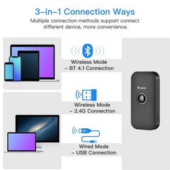 Eyoyo Mini 1D Bluetooth Barcode Scanner Wireless 2.4G USB for PC Android