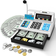 Calculator Cash Register 103Pk Store Toy Set w/ Microphone Card Gift for Kids