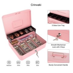 Cash Box with Money Tray and Key Lock, Money Box with Safe Locking, Money Sav…