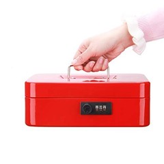 Cash Box with Money Tray 9.8 x 7.9 x 3.5 Inches Red Combination Lock Metal