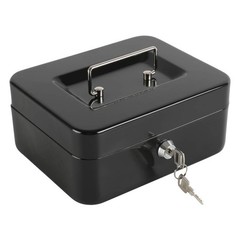 Locking Steel Medium Cash Box Coin Tray Key Lock 7.87×6.3×3.54 Inch Black