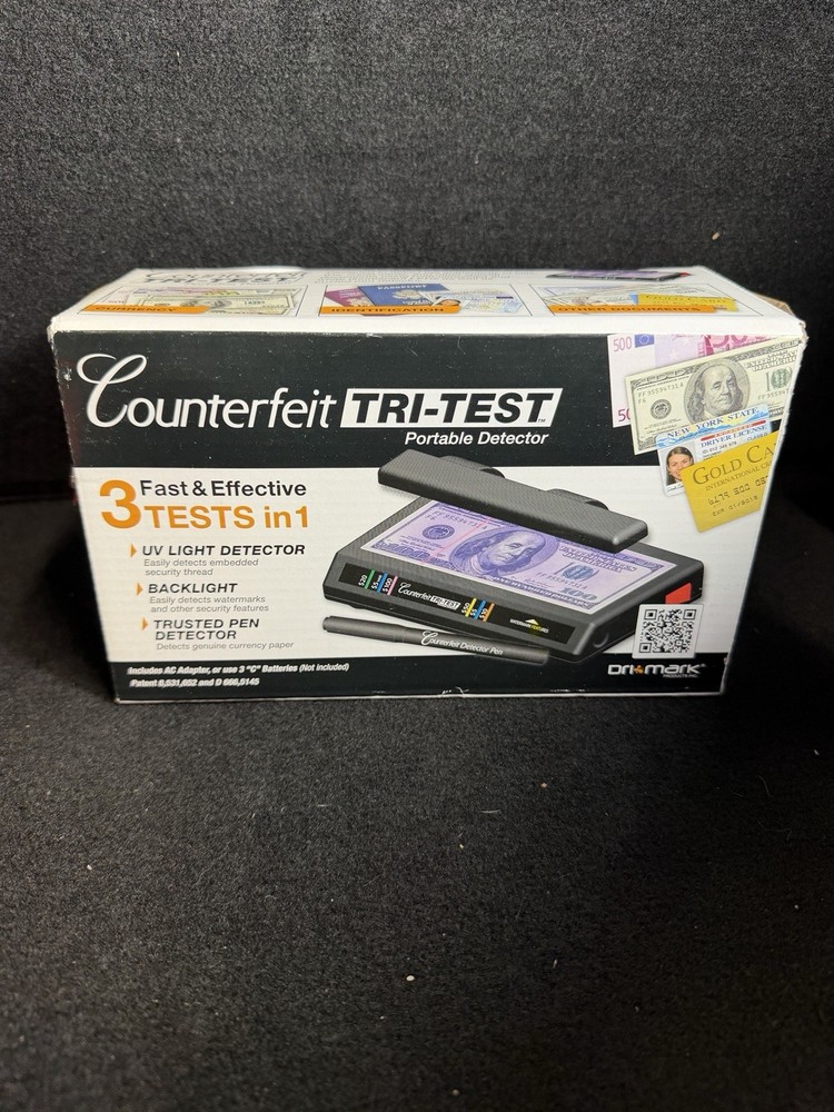 Tri Test – Counterfeit Bill Detector Machine only w/AC Adapter, Pen is not inclu