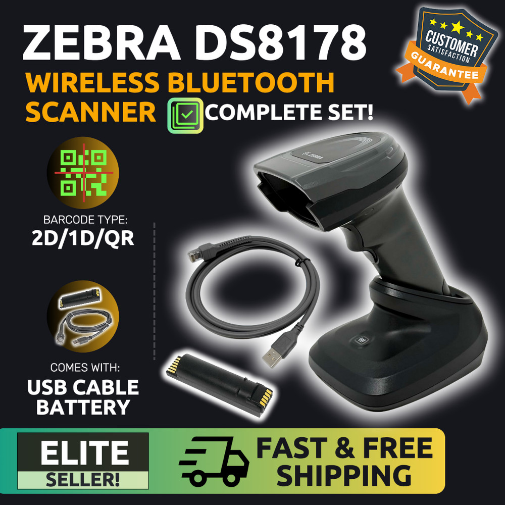 ✅Zebra DS8178-SR0F007ZZWW Wireless Bluetooth 2D/1D/QR Barcode Scanner Kit!⭐🔥