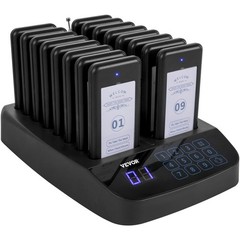 16-Station Wireless Paging System 98 Beepers Vibration Flash Buzzer Keyboard