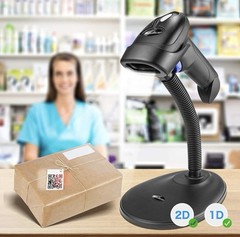 2.4Ghz Wireless Barcode Scanner USB Cordless 1D 2D Laser Barcode Reader Handhold