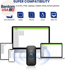 Mini 1D Bluetooth Barcode Scanner, 3-In-1 Bluetooth & USB Wired & 2.4G Wireless